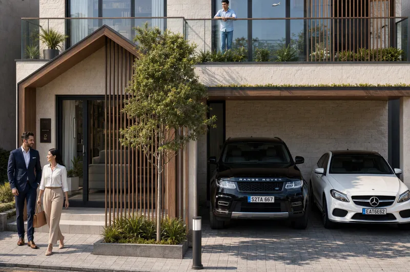 Bannerghatta villa entrance with two-car parking