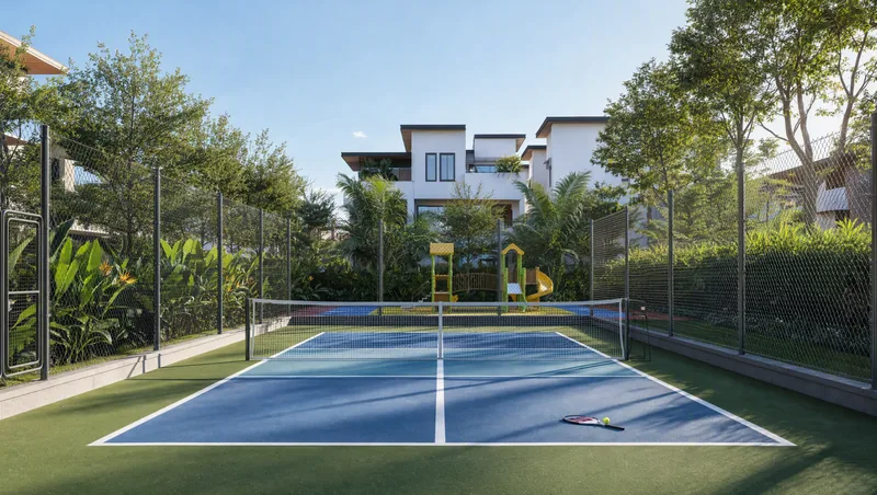Pickleball court beside the villas